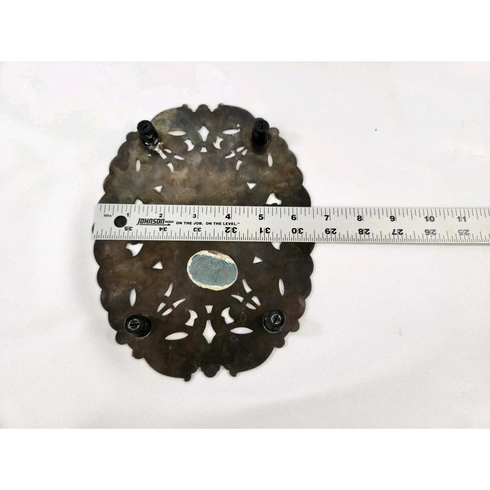 1950s Wallace Trivet Silver Hot Pot Plate Ornate Pierced Filigree Dining Vintage